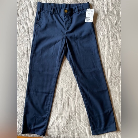 9-10 NEW H&M Woven Dress Pants / Uniform Pants, Dark Blue, Relaxed Fit - Picture 2 of 11